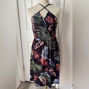 Floral Leaves Summer Sundress Adjustable Spaghetti Strap Women's Size Large